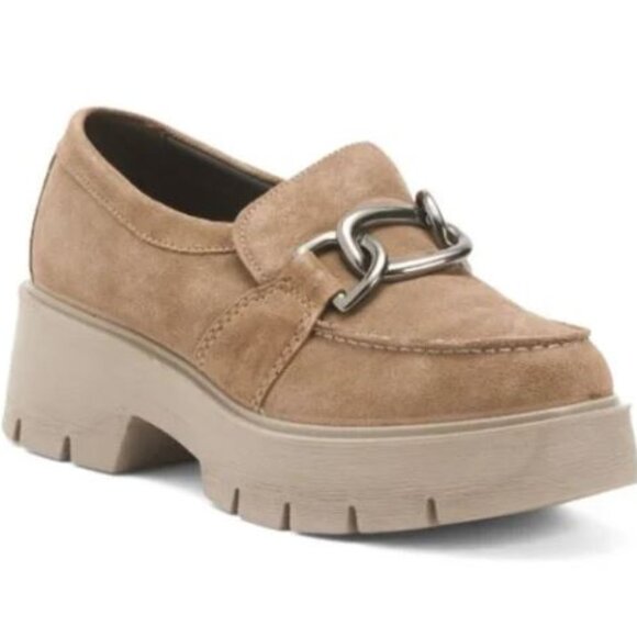 NEW IGI&CO Made In Italy Women's Brown Suede Platform Moccasin Driving Loafer - Picture 1 of 16